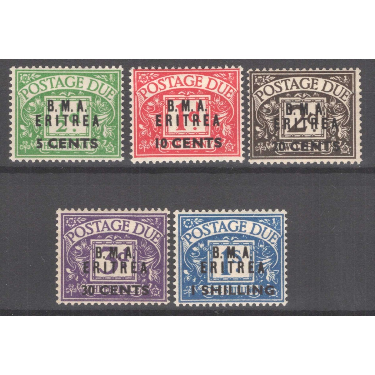OCCUPAZIONI ERITREA 1948 SEGNATASSE B.M.A 5 V. G.I MNH**  | Filatel... OCCUPAZIONI ERITREA 1948 SEGNATASSE B.M.A 5 V. G.I MNH**  | Filatel...