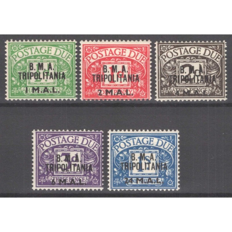OCCUPAZIONI TRIPOLITANIA 1948 SEGNATASSE B.M.A 5 V. G.I MNH**  | Fi...