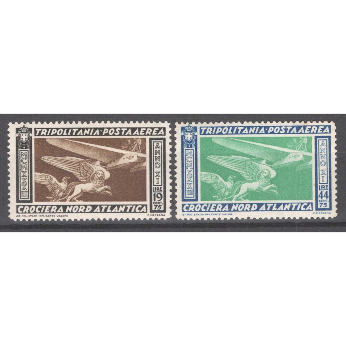 COLONIE TRIPOLITANIA 1933 POSTA AEREA CROCIERA BALBO 2 V. G.I MNH**... COLONIE TRIPOLITANIA 1933 POSTA AEREA CROCIERA BALBO 2 V. G.I MNH**...