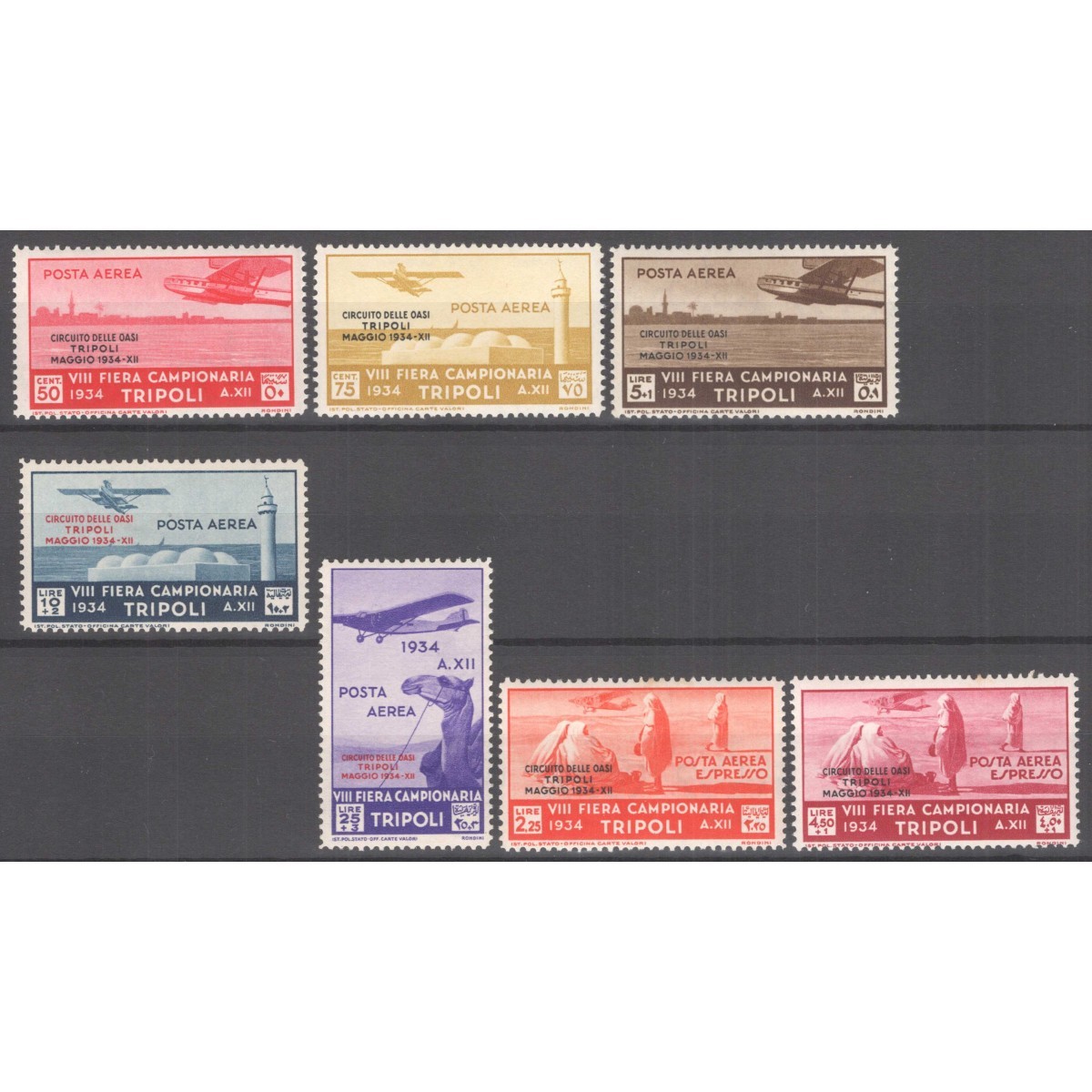 COLONIE TRIPOLITANIA 1934 P/A CIRCUITO DELLE OASI 7 V. G.I MNH** CE... COLONIE TRIPOLITANIA 1934 P/A CIRCUITO DELLE OASI 7 V. G.I MNH** CE...