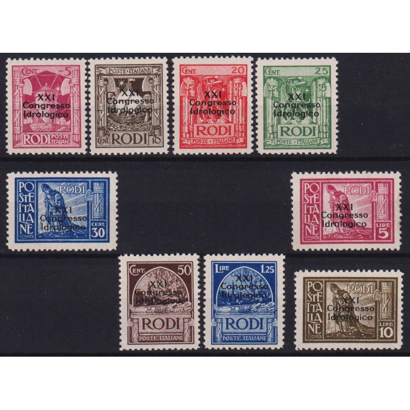 COLONIE EGEO 1930 XXI CONGRESSO IDROLOGICO 9 VALORI G.I MNH** CERT....