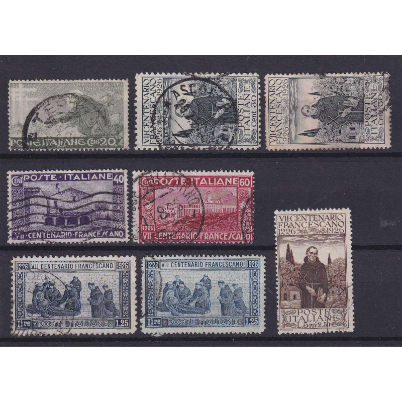 REGNO D'ITALIA 1926 MORTE SAN FRANCESCO 8 V. USATI ANNULLI ORIGINAL...