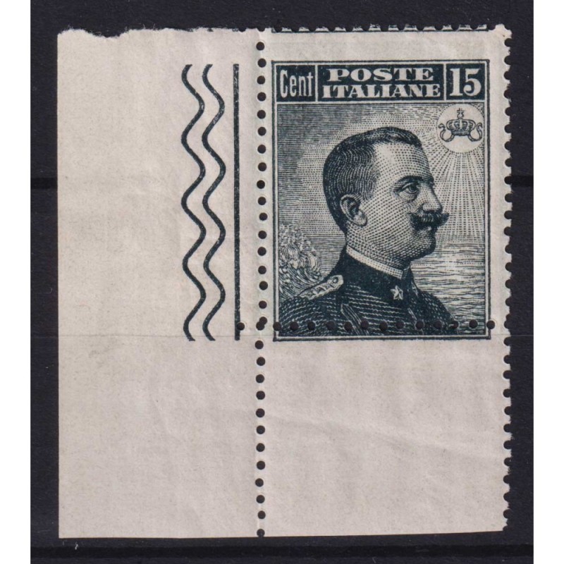 REGNO D'ITALIA 1909 MICHETTI 15 CENTESIMI VARIETA' N.86aa G.I MNH**...