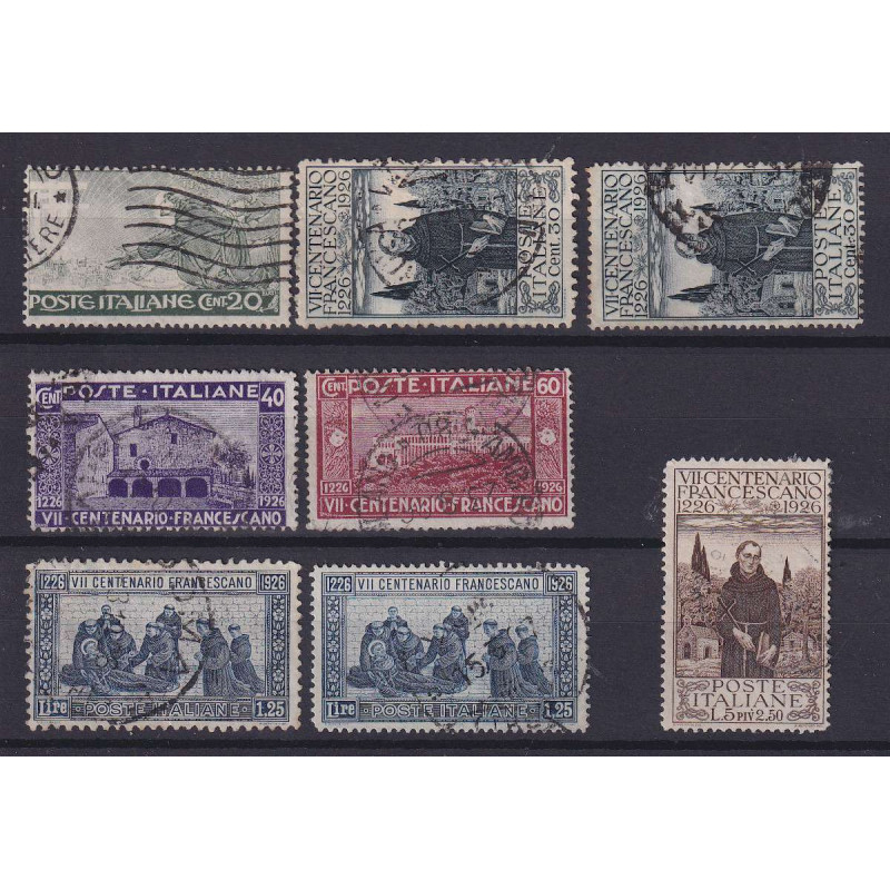 REGNO D'ITALIA 1926 MORTE SAN FRANCESCO 8 V. USATI ANNULLI ORIGINAL...