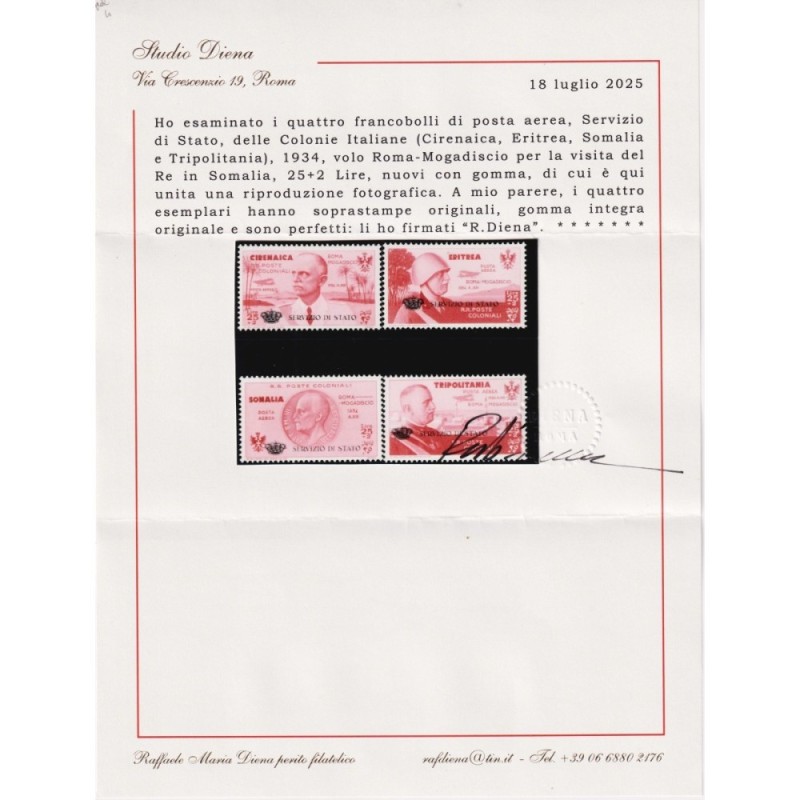 COLONIE GIRO DELLE CORONCINE 4 V. G.I MNH** CERT.  | Filatelia Meloni