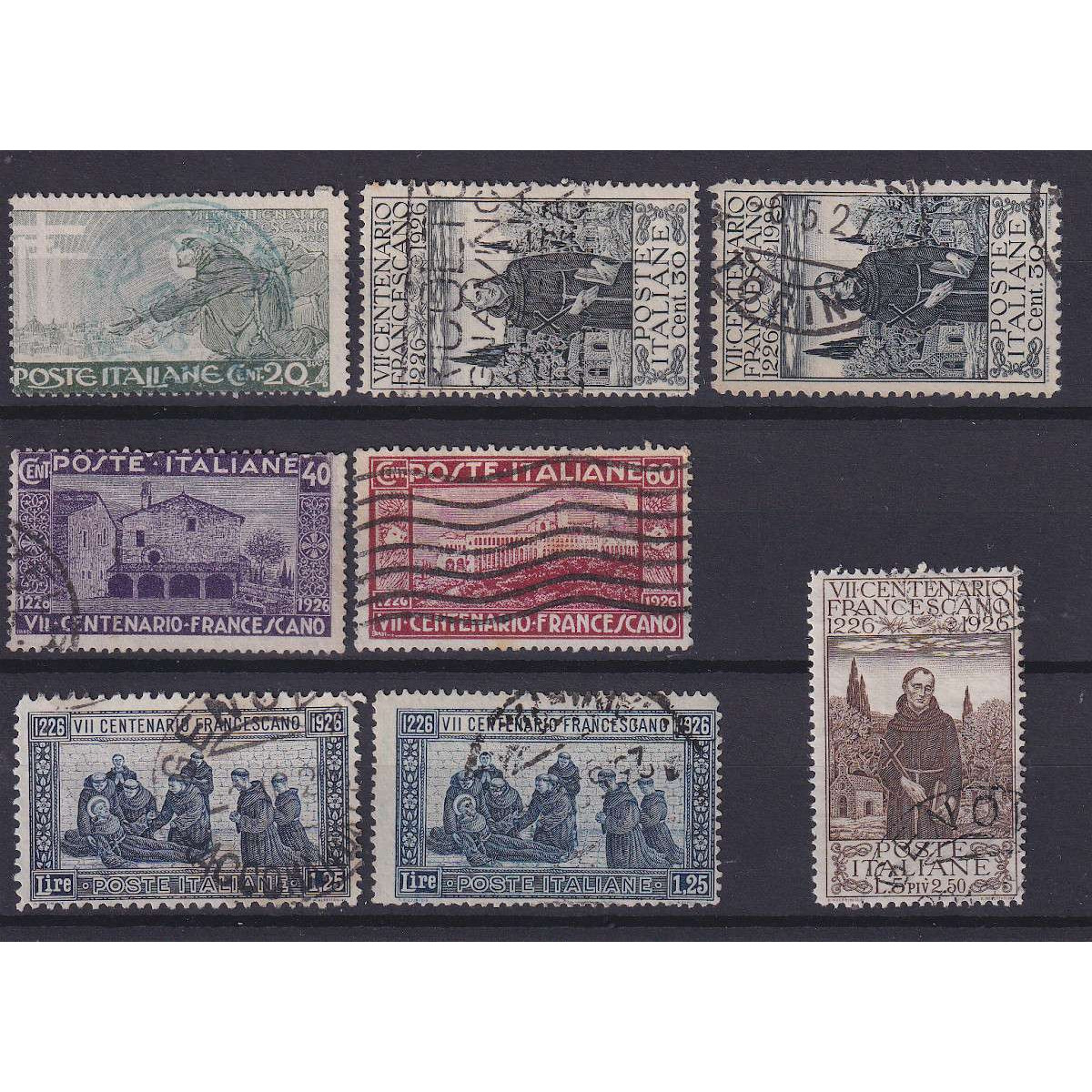 REGNO D'ITALIA 1926 MORTE SAN FRANCESCO 8 V. USATI ANNULLI ORIGINAL... REGNO D'ITALIA 1926 MORTE SAN FRANCESCO 8 V. USATI ANNULLI ORIGINAL...