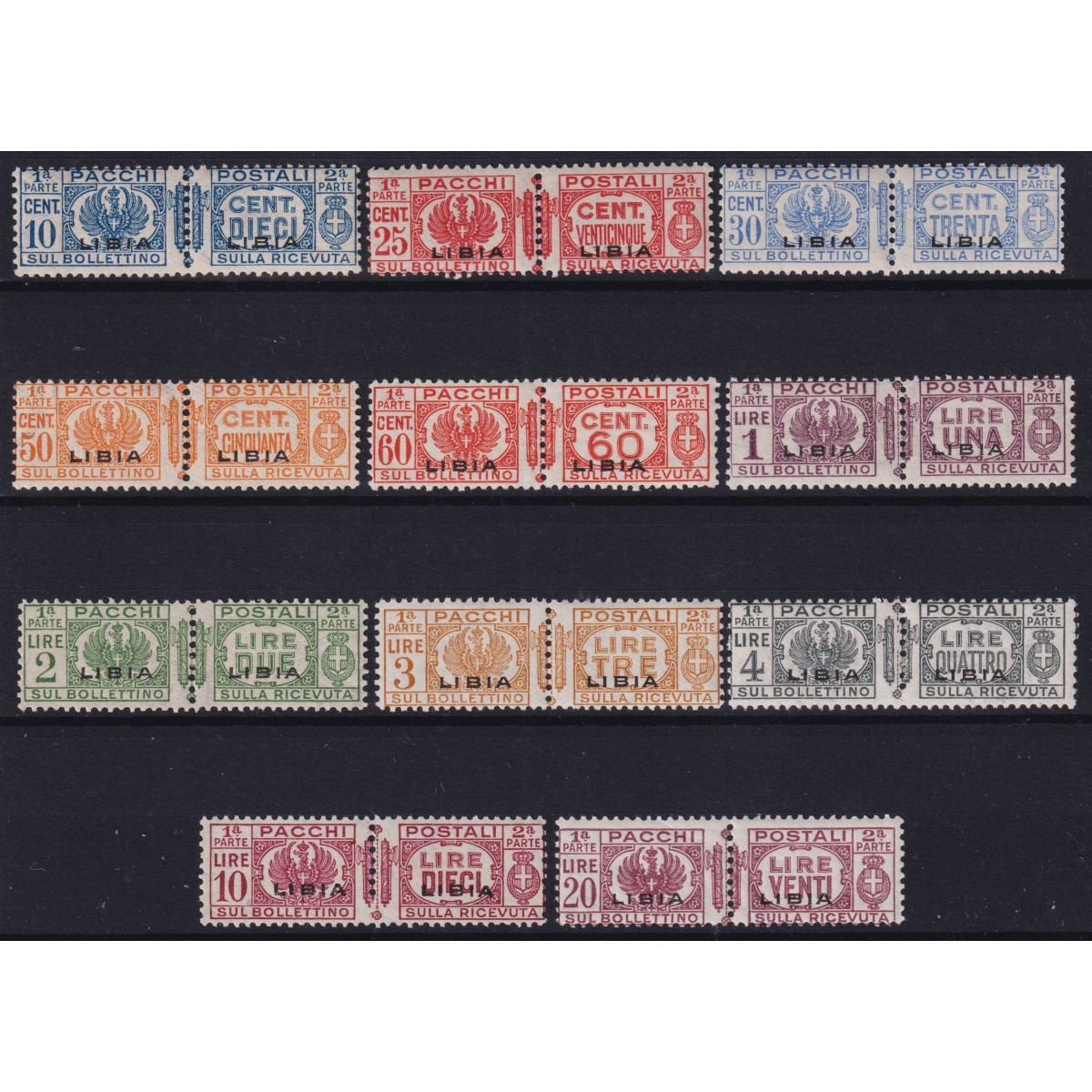 COLONIE LIBIA 1915-24 PACCHI POSTALI NODO 13 V. N.1-13 G.I MNH** / ... COLONIE LIBIA 1915-24 PACCHI POSTALI NODO 13 V. N.1-13 G.I MNH** / ...