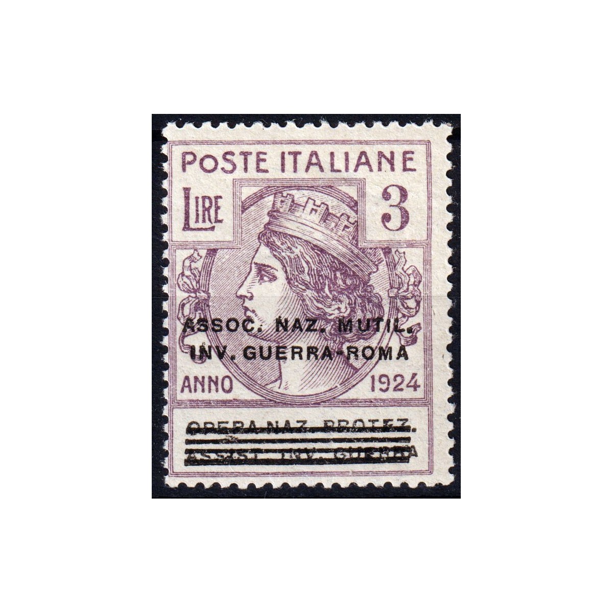 REGNO 1924 PARASTATALI ASSOC. NAZ. MULTIL. INV. GUERRA ROMA 3 LIRE ... REGNO 1924 PARASTATALI ASSOC. NAZ. MULTIL. INV. GUERRA ROMA 3 LIRE ...