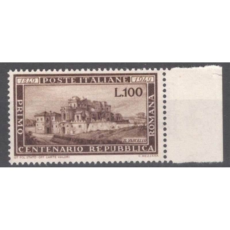 REPUBBLICA 1949 ROMANA G.I MNH** BORDO FOGLIO  | Filatelia Meloni