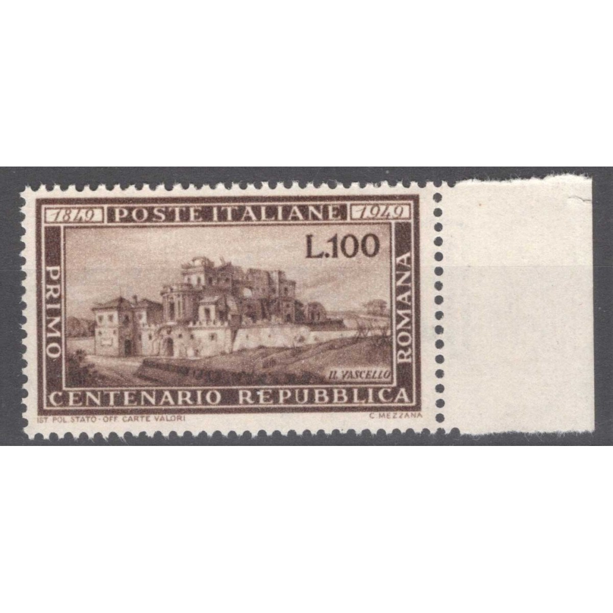 REPUBBLICA 1949 ROMANA G.I MNH** BORDO FOGLIO  | Filatelia Meloni REPUBBLICA 1949 ROMANA G.I MNH** BORDO FOGLIO  | Filatelia Meloni