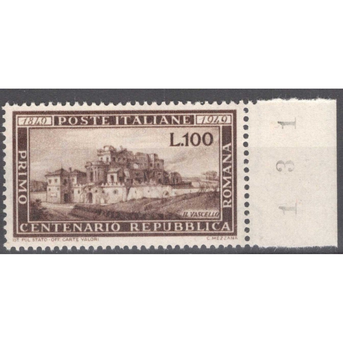 REPUBBLICA 1949 ROMANA G.I MNH** BORDO FOGLIO  | Filatelia Meloni REPUBBLICA 1949 ROMANA G.I MNH** BORDO FOGLIO  | Filatelia Meloni