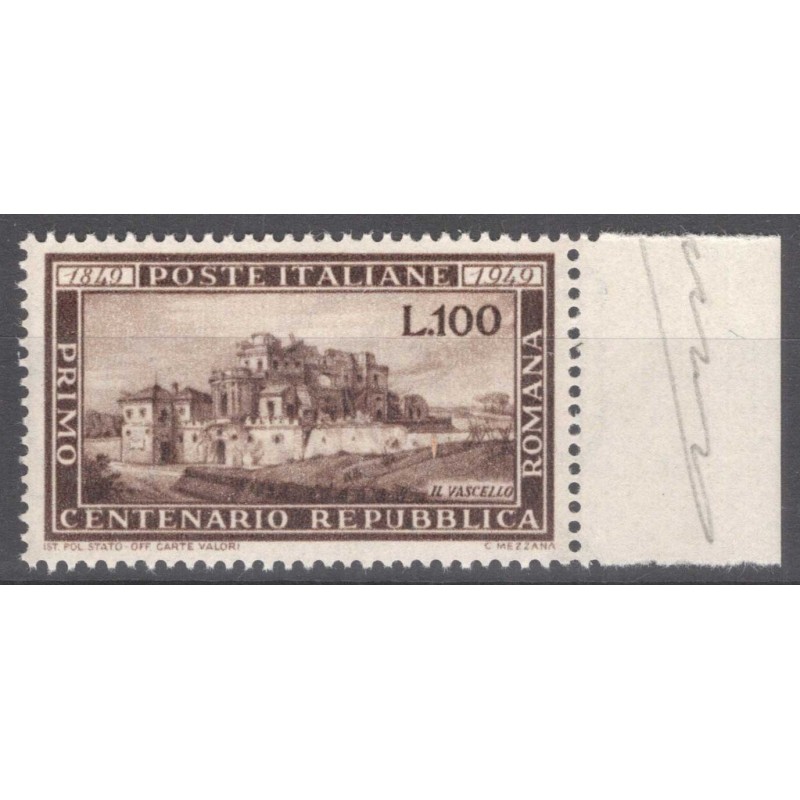REPUBBLICA 1949 ROMANA G.I MNH** BORDO FOGLIO  | Filatelia Meloni