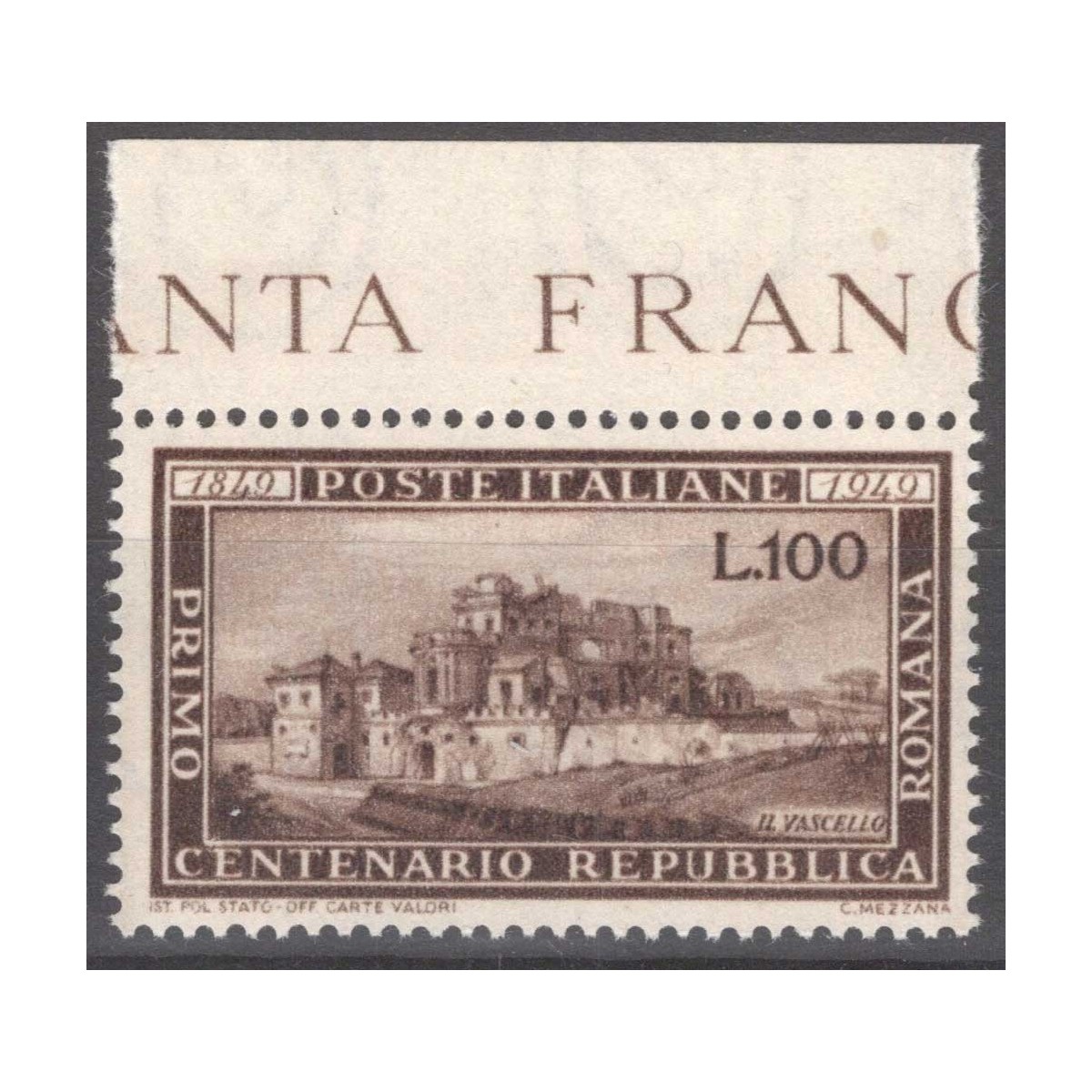REPUBBLICA 1949 ROMANA G.I MNH** BORDO FOGLIO  | Filatelia Meloni REPUBBLICA 1949 ROMANA G.I MNH** BORDO FOGLIO  | Filatelia Meloni