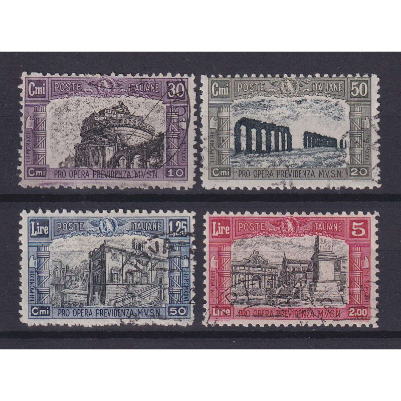 REGNO D'ITALIA 1928 MILIZIA II 4 V. USATI ALCUNI ANNULLI ORIGINALI ...