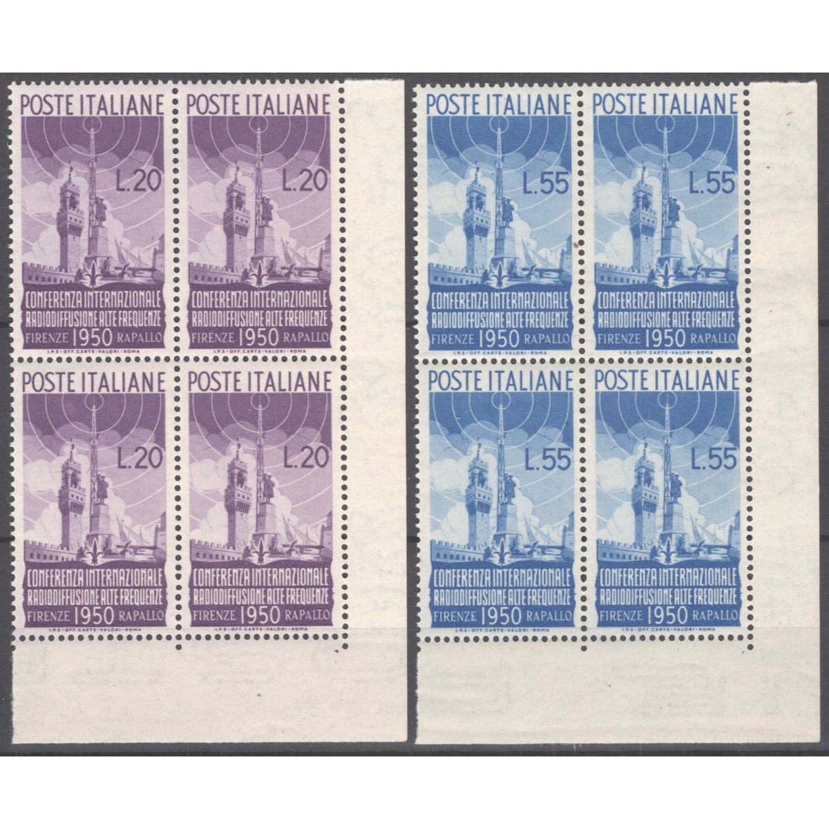 REPUBBLICA 1950 QUARTINA RADIODIFFUSIONE G.I MNH** ANGOLO FOGLIO CE... REPUBBLICA 1950 QUARTINA RADIODIFFUSIONE G.I MNH** ANGOLO FOGLIO CE...