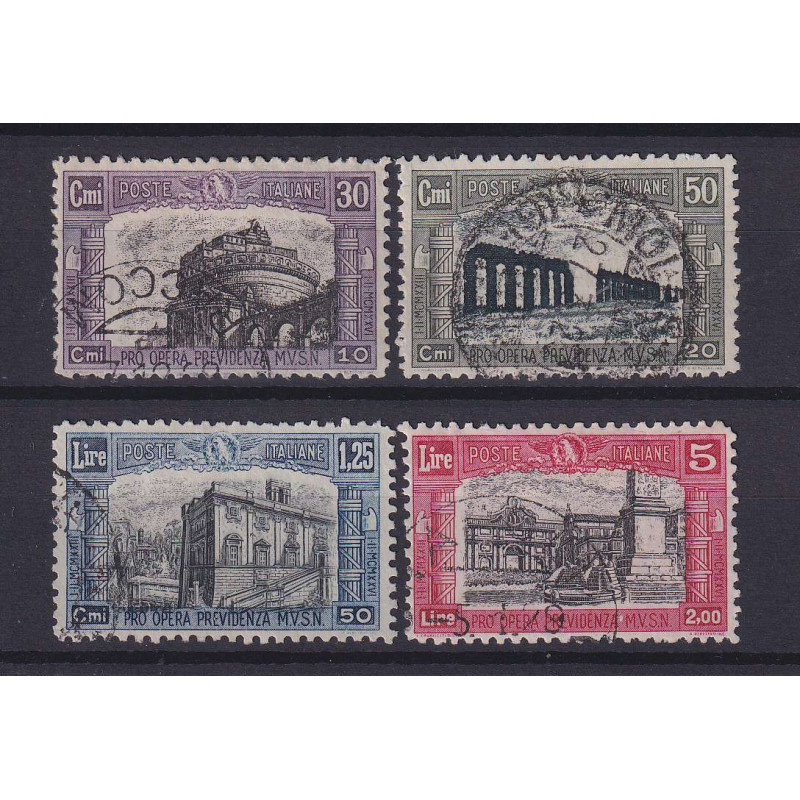 REGNO D'ITALIA 1928 MILIZIA II 4 V. USATI ALCUNI ANNULLI ORIGINALI ...