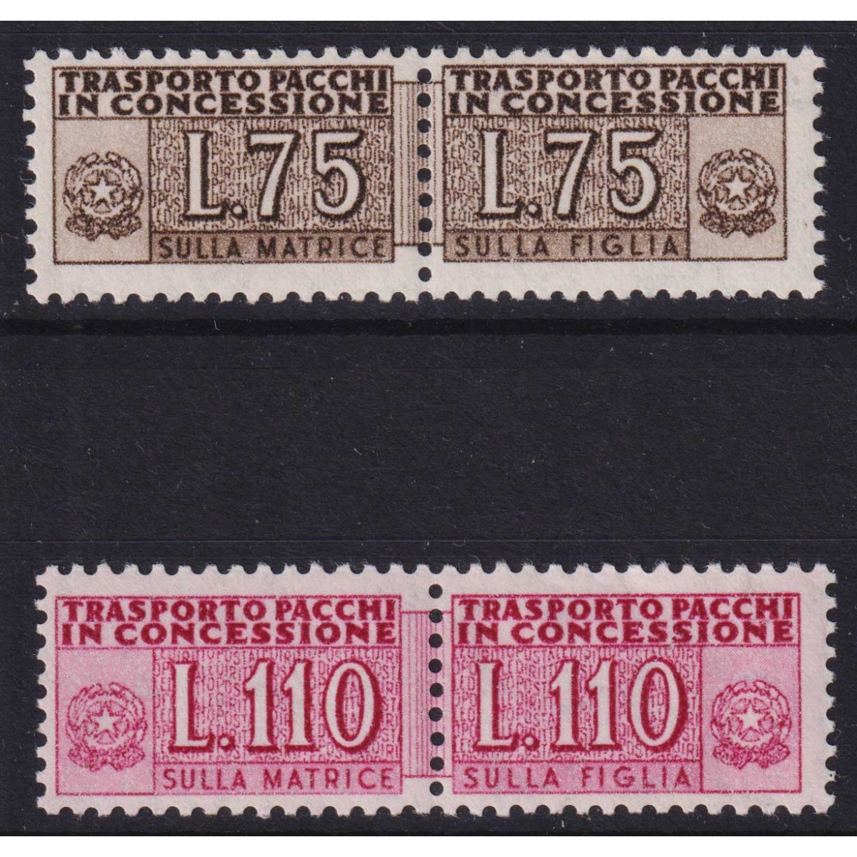 REPUBBLICA 1955-81 PACCHI IN CONCESSIONE STELLE 2 V. G.I MNH** CERT... REPUBBLICA 1955-81 PACCHI IN CONCESSIONE STELLE 2 V. G.I MNH** CERT...