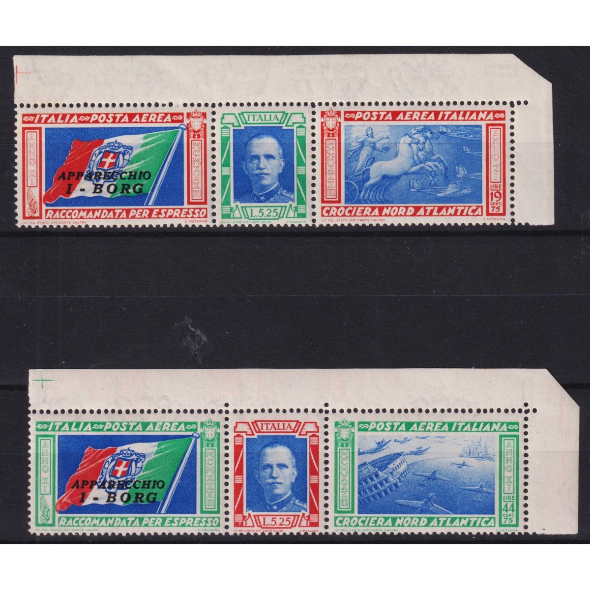 REGNO 1933 P/A TRITTICI CROCIERA NORD ATLANTICA I - BORG G.I MNH** ... REGNO 1933 P/A TRITTICI CROCIERA NORD ATLANTICA I - BORG G.I MNH** ...