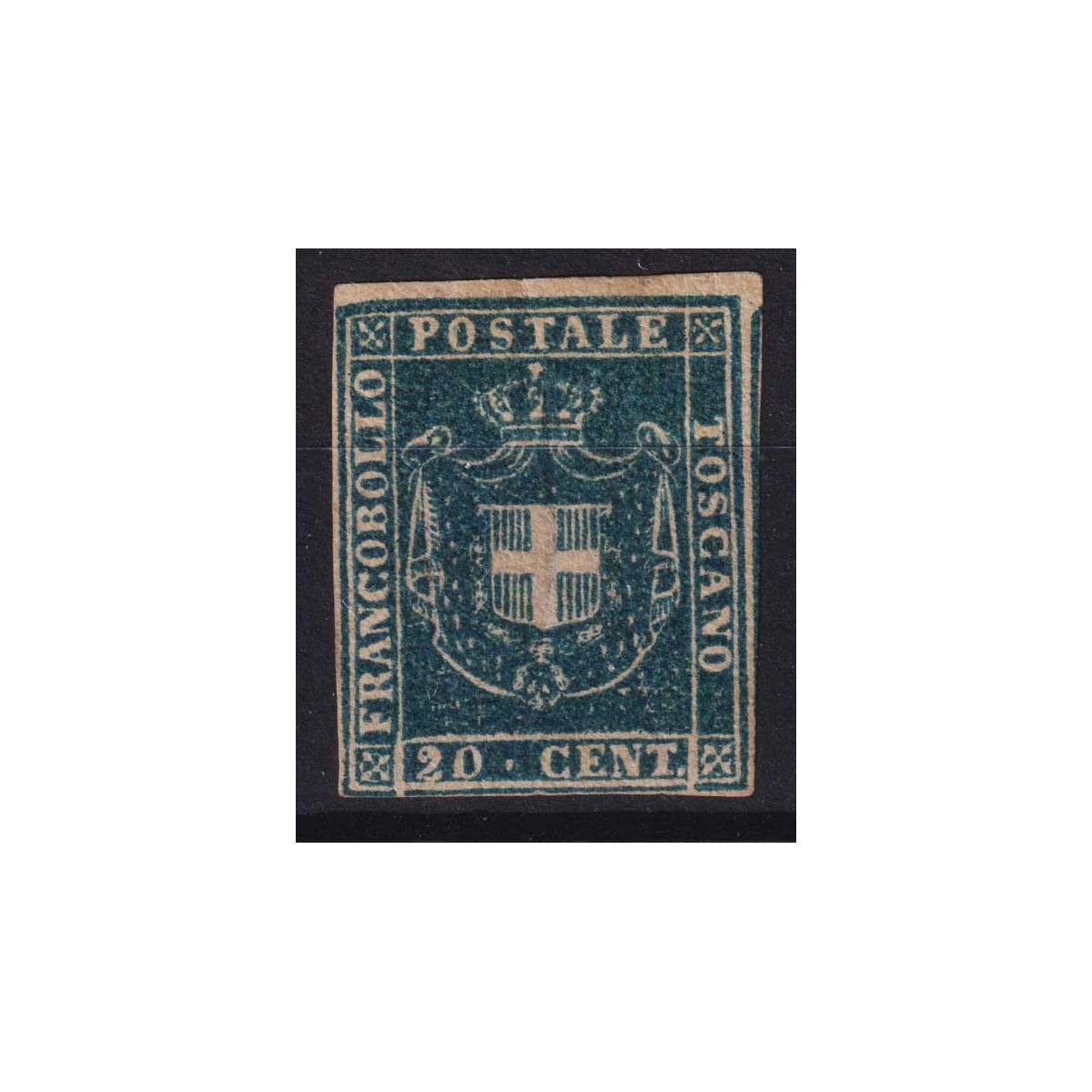 TOSCANA 1860 GOVERNO PROVVISORIO 20 CENTESIMI N.20 G.O MH* CERT.  |... TOSCANA 1860 GOVERNO PROVVISORIO 20 CENTESIMI N.20 G.O MH* CERT.  |...