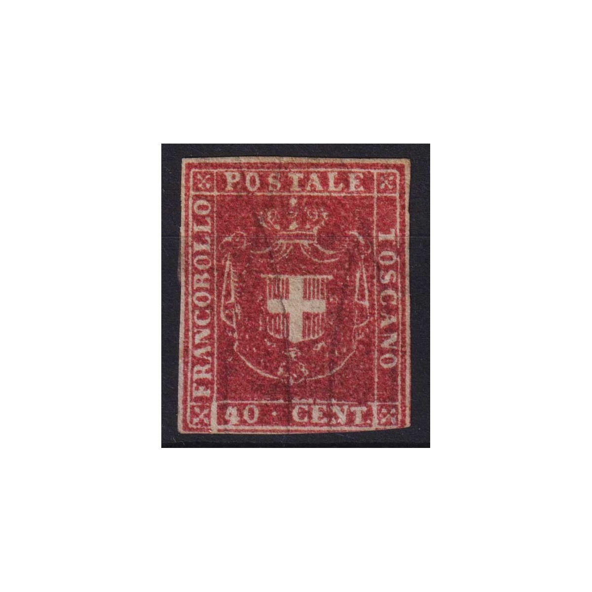 TOSCANA 1860 GOVERNO PROVVISORIO 40 CENTESIMI N.21 G.O MH* CERT.  |... TOSCANA 1860 GOVERNO PROVVISORIO 40 CENTESIMI N.21 G.O MH* CERT.  |...