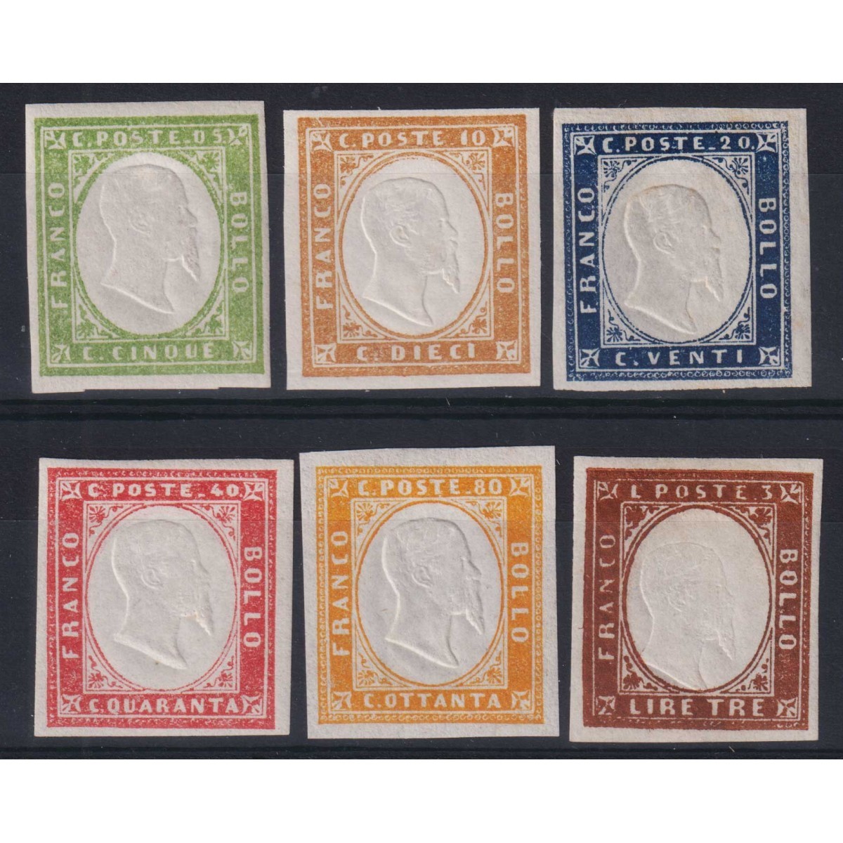 SARDEGNA 1861 SERIE COMPLETA 6 V. G.I MNH** / G.O MH*  | Filatelia ... SARDEGNA 1861 SERIE COMPLETA 6 V. G.I MNH** / G.O MH*  | Filatelia ...