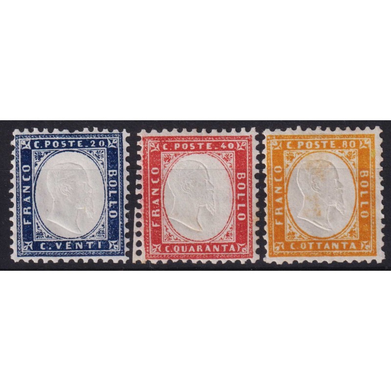 REGNO D'ITALIA 1862 20 CENT. 40 CENT. E 80 CENT. N.2-4 G.I MNH** / ...