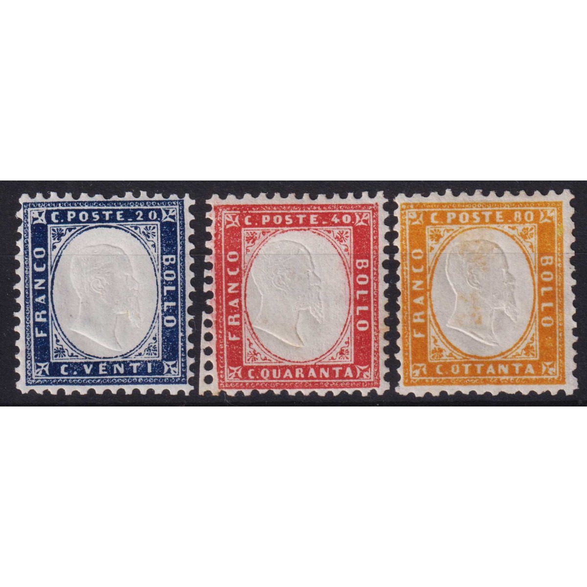 REGNO D'ITALIA 1862 20 CENT. 40 CENT. E 80 CENT. N.2-4 G.I MNH** / ... REGNO D'ITALIA 1862 20 CENT. 40 CENT. E 80 CENT. N.2-4 G.I MNH** / ...