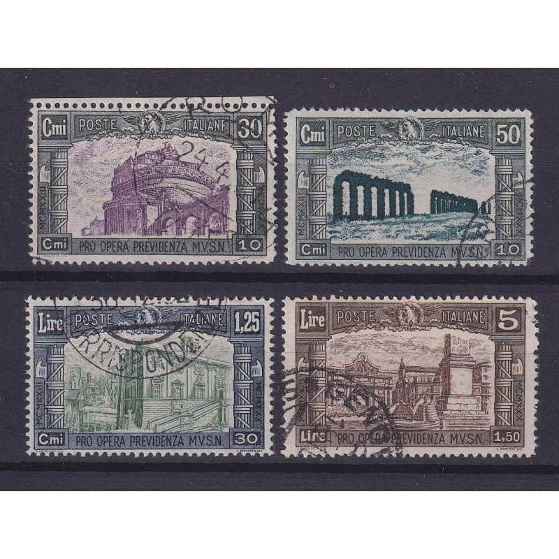 REGNO D'ITALIA 1930 MILIZIA III 4 V. USATI ALCUNI ANNULLI ORIGINALI...