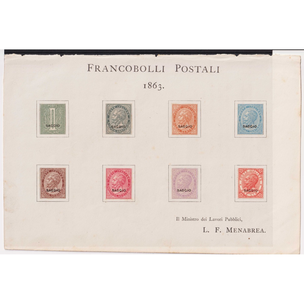 REGNO D'ITALIA 1863-65 FOGLIETTO MENABREA  | Filatelia Meloni REGNO D'ITALIA 1863-65 FOGLIETTO MENABREA  | Filatelia Meloni
