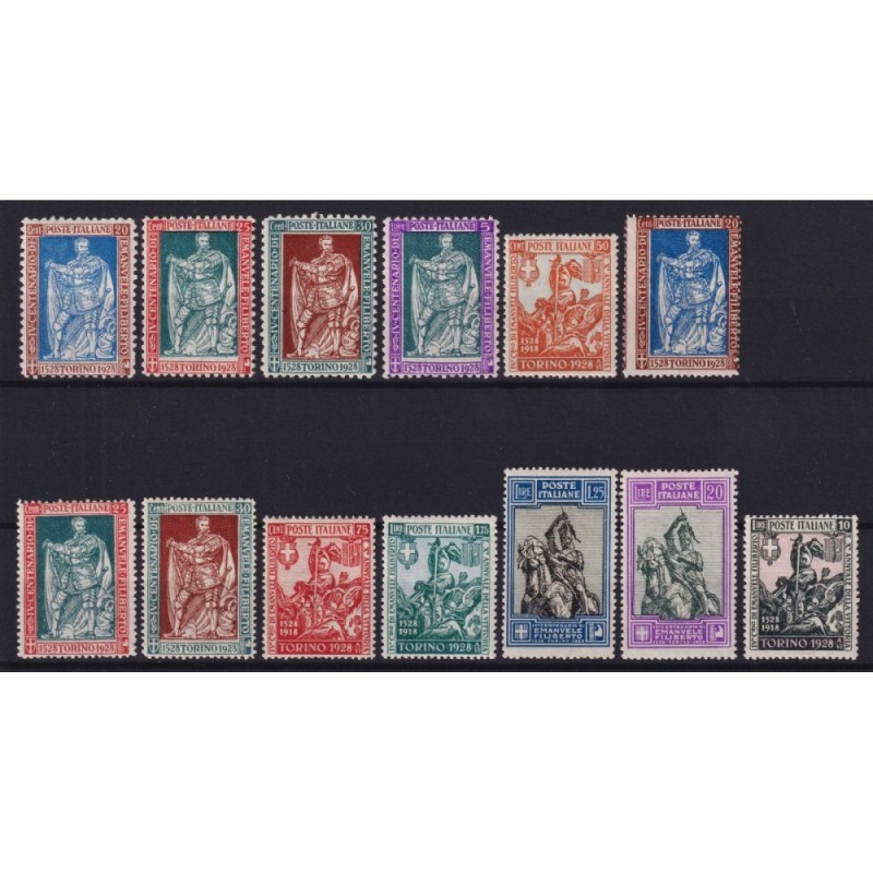 REGNO D'ITALIA 1928 FILIBERTO E VITTORIA 13 VALORI G.I MNH**  | Fil...