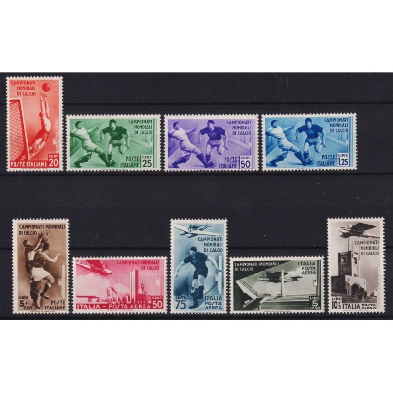REGNO D'ITALIA 1934 CAMPIONATO MONDIALE DI CALCIO 9 VALORI G.I MNH*...