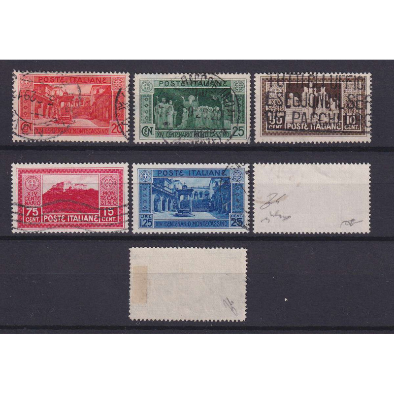 REGNO D'ITALIA 1929 MONTECASSINO 4 V. USATI ALCUNI ANNULLI ORIGINAL...