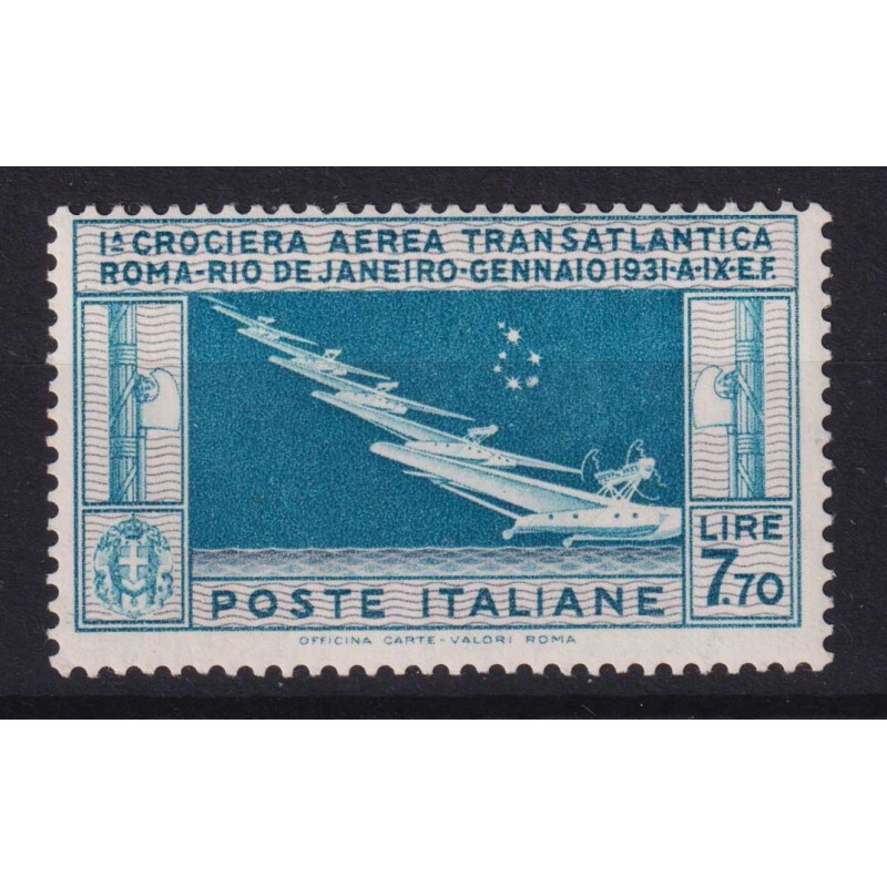 REGNO D'ITALIA 1933 P/A CROCIERA BALBO 7,70 N.25 G.I MNH** CERT.  |...