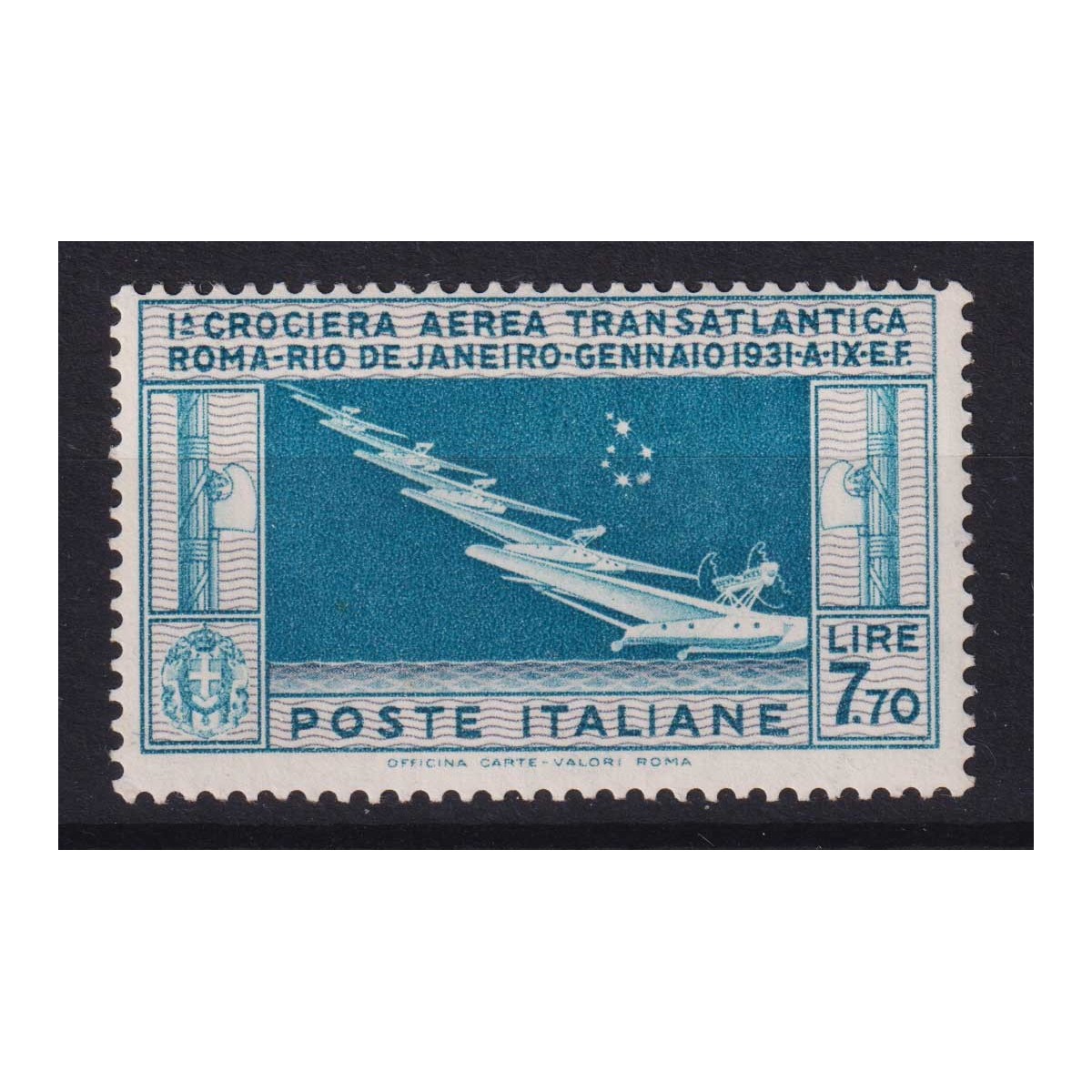 REGNO D'ITALIA 1933 P/A CROCIERA BALBO 7,70 N.25 G.I MNH** CERT.  |... REGNO D'ITALIA 1933 P/A CROCIERA BALBO 7,70 N.25 G.I MNH** CERT.  |...