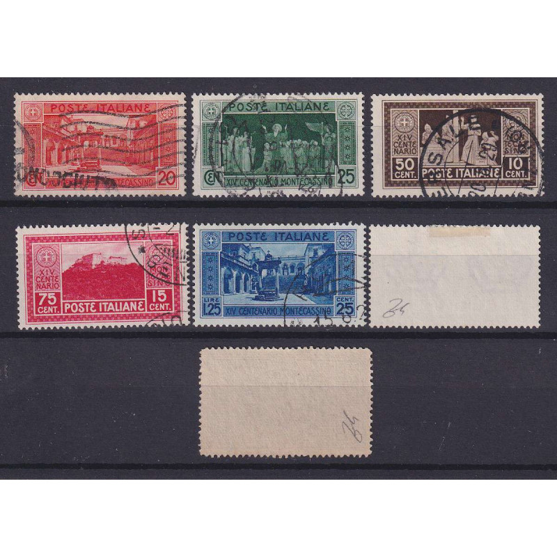 REGNO D'ITALIA 1929 MONTECASSINO 4 V. USATI ALCUNI ANNULLI ORIGINAL...