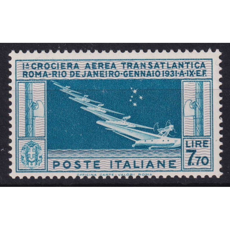 REGNO D'ITALIA 1933 P/A CROCIERA BALBO 7,70 N.25 G.I MNH** CERT.  |...