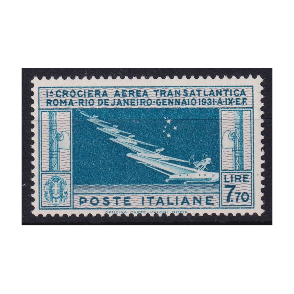 REGNO D'ITALIA 1933 P/A CROCIERA BALBO 7,70 N.25 G.I MNH** CERT.  |... REGNO D'ITALIA 1933 P/A CROCIERA BALBO 7,70 N.25 G.I MNH** CERT.  |...