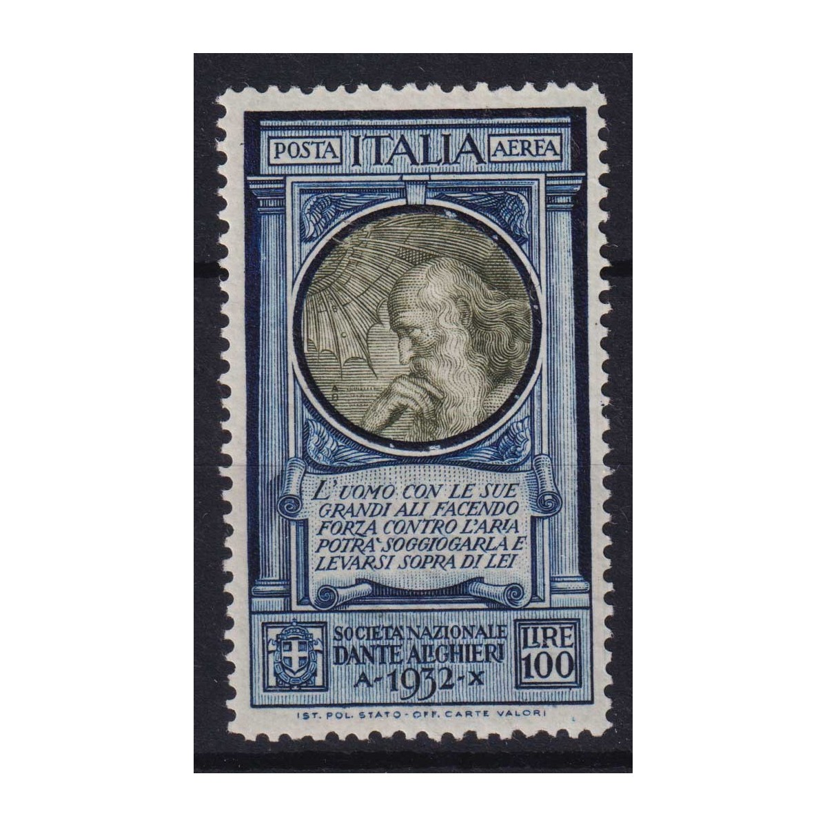 REGNO D'ITALIA 1932 P/A DANTE ALIGHIERI CARTA SOTTILE N.41a G.I MNH... REGNO D'ITALIA 1932 P/A DANTE ALIGHIERI CARTA SOTTILE N.41a G.I MNH...