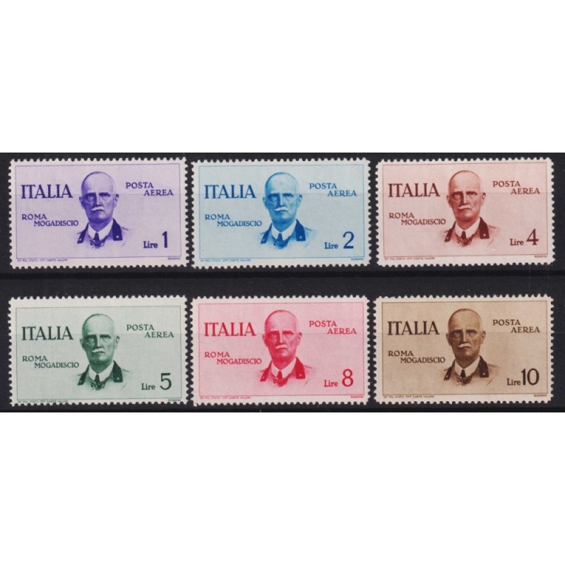 REGNO D'ITALIA 1934 POSTA AEREA VOLO ROMA MOGADISCIO 4 VALORI G.I M...