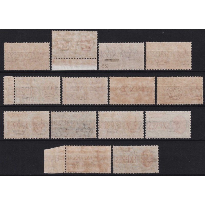 REGNO D'ITALIA ESPRESSI SERIE COMPLETA DI 14 V. COMPRESO N.8 G.I MN...