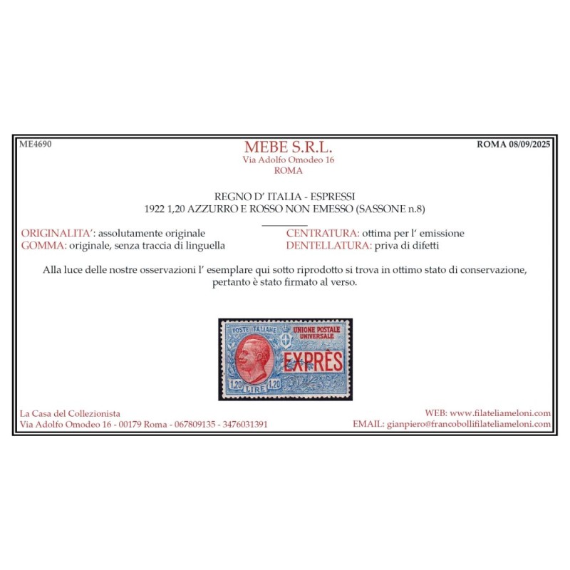 REGNO D'ITALIA ESPRESSI SERIE COMPLETA DI 14 V. COMPRESO N.8 G.I MN...