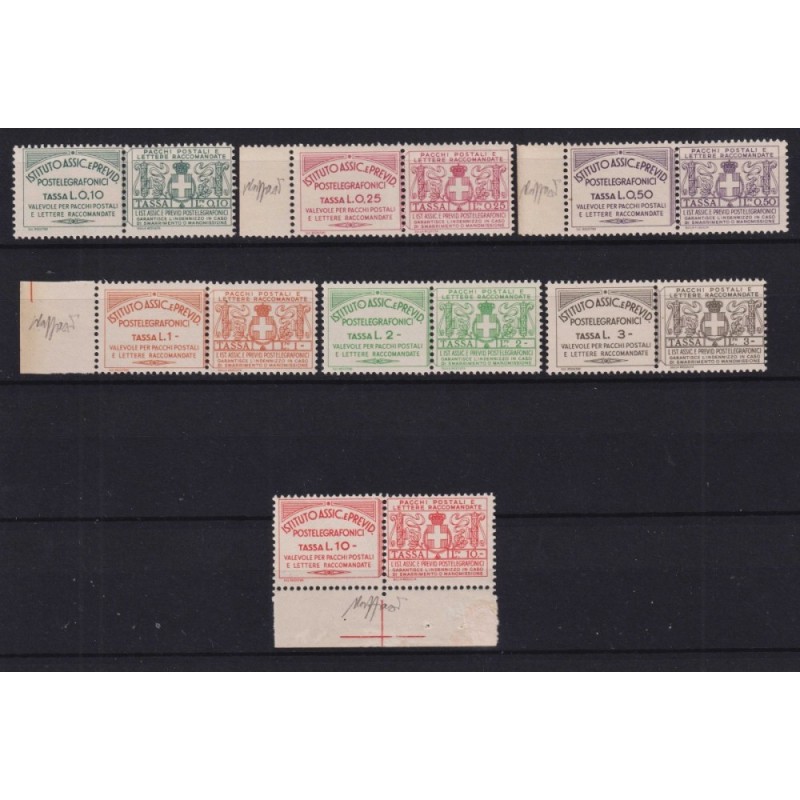 REGNO 1936 ASSICURATIVI VALEVOLI PER PACCHI 7 V. N.10-16 G.I MNH** ...
