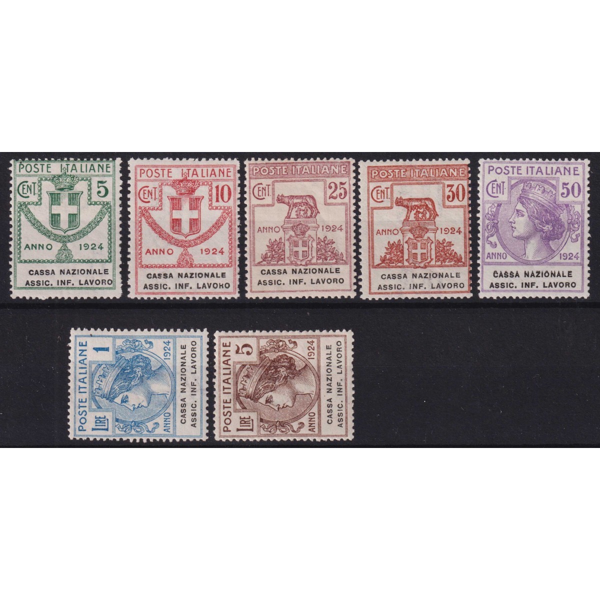 REGNO 1924 PARASTATALI CASSA NAZIONALE ASSIC. INF. LAVORO 7 V. G.O ... REGNO 1924 PARASTATALI CASSA NAZIONALE ASSIC. INF. LAVORO 7 V. G.O ...