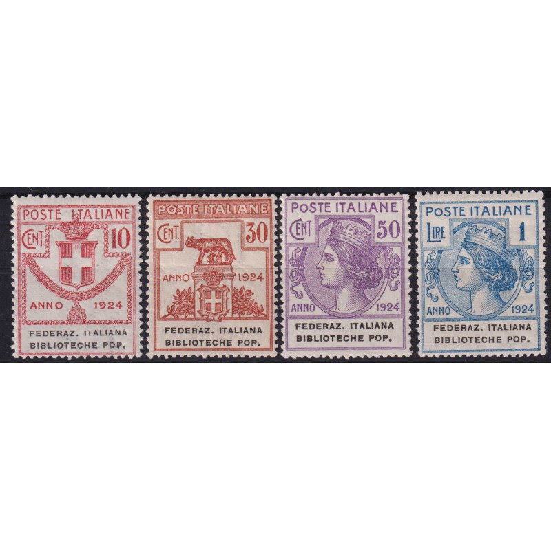 REGNO 1924 PARASTATALI FEDERAZ. ITALIANA BIBLIOTECHE POPOLARI 4 V. ...