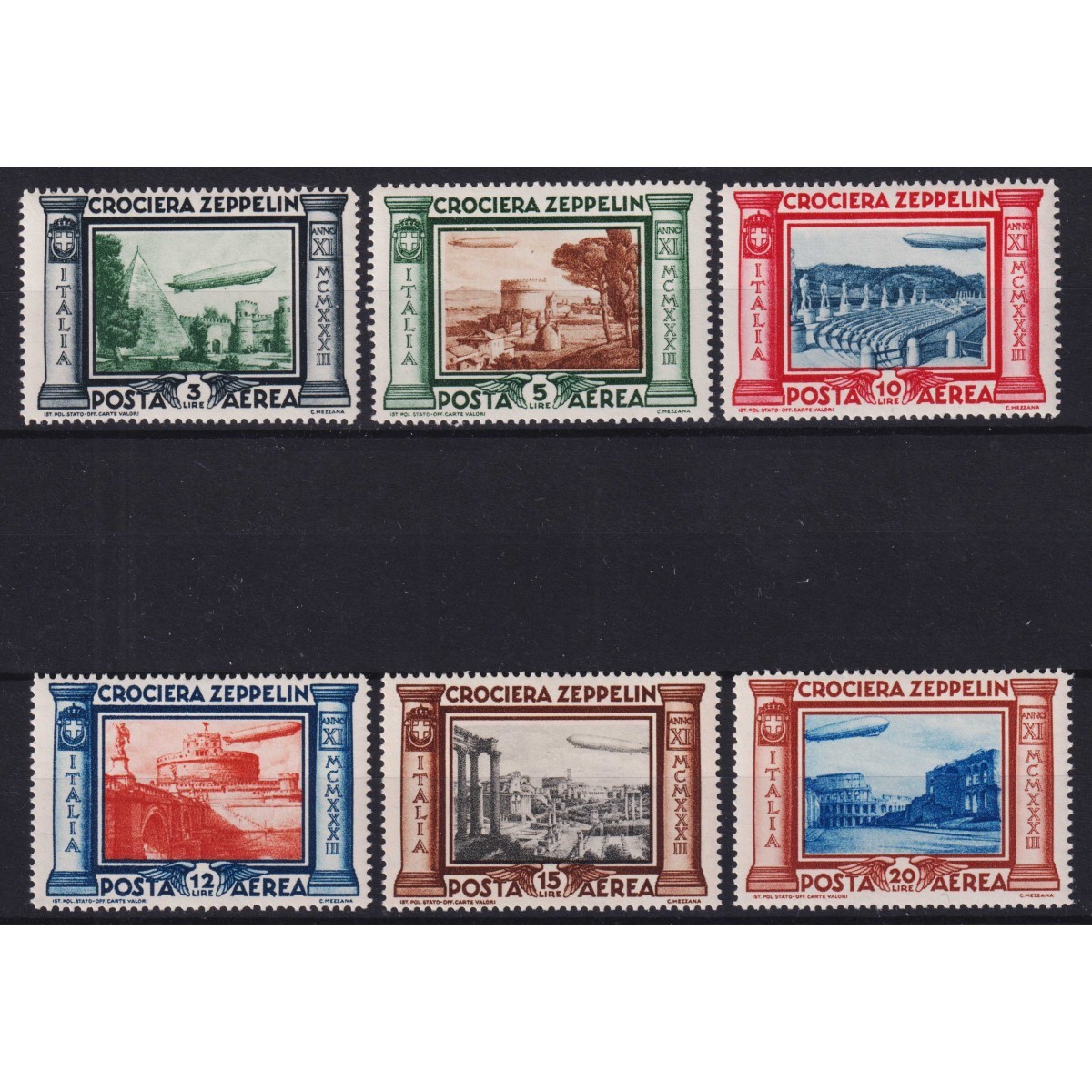 REGNO 1933 POSTA AEREA CROCIERA ZEPPELIN 6 V. G.I MNH**  | Filateli... REGNO 1933 POSTA AEREA CROCIERA ZEPPELIN 6 V. G.I MNH**  | Filateli...