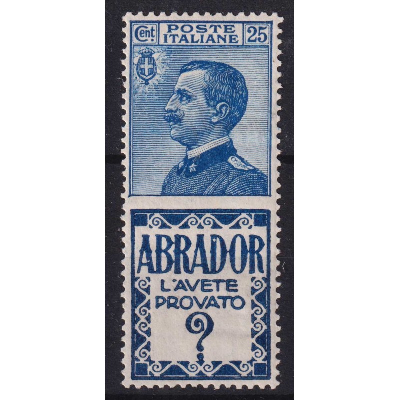 REGNO 1924 PUBBLICITARI 25 CENTESIMI ABRADOR N.4 G.I MNH** CENTRATO...