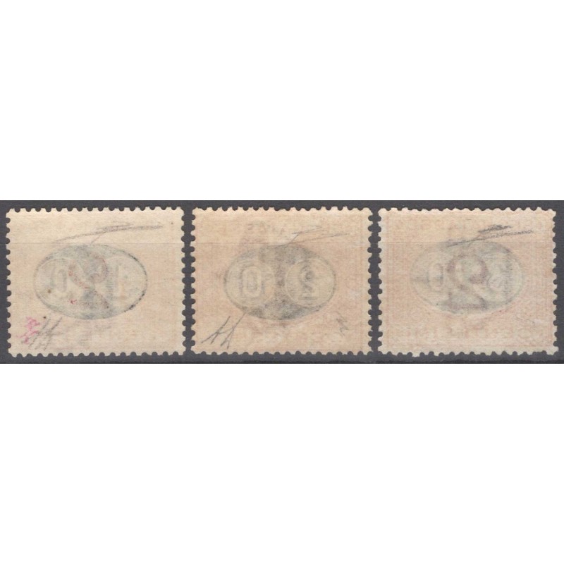 REGNO D'ITALIA 1890-91 SEGNATASSE MASCHERINE 3 V. G.I MNH** CERT.  ...