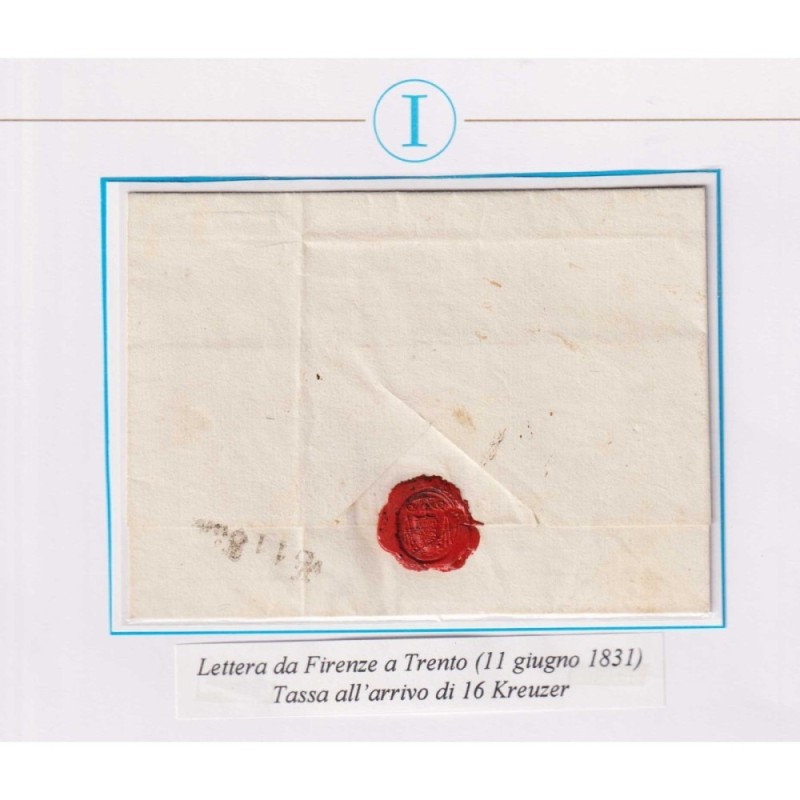 TOSCANA PREFILATELICA DA FIRENZE PER TRENTO  | Filatelia Meloni