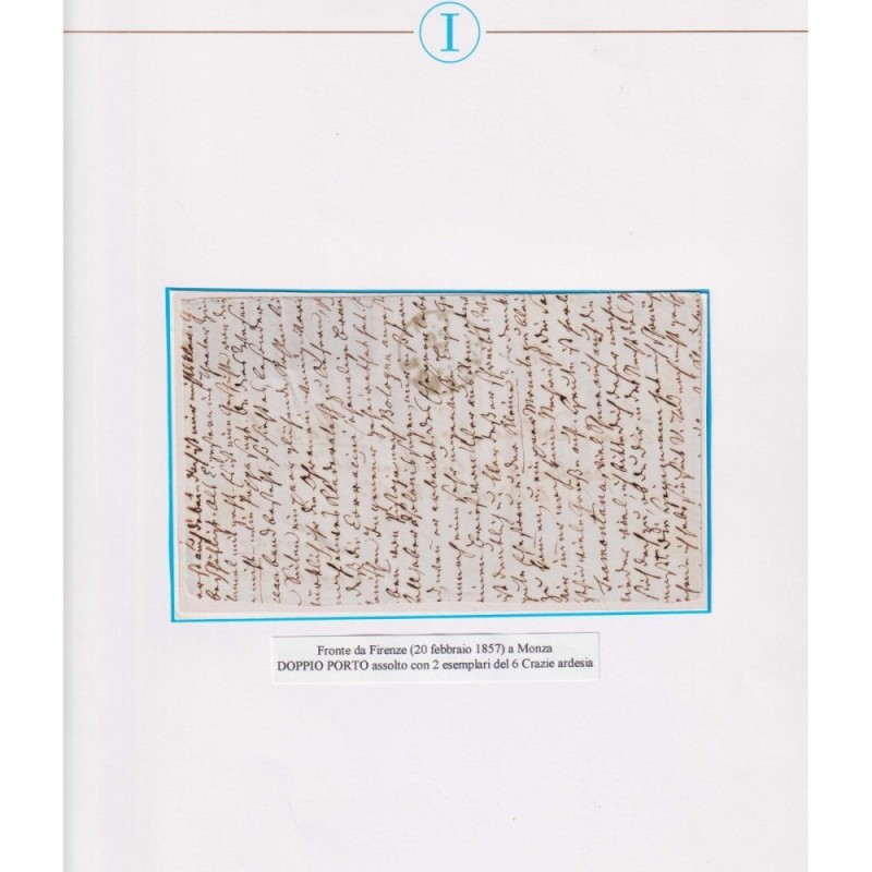 TOSCANA 1851-52 6 CRAZIE ARDESIA 2 V. US. SU FRONTESPIZIO  | Filate...