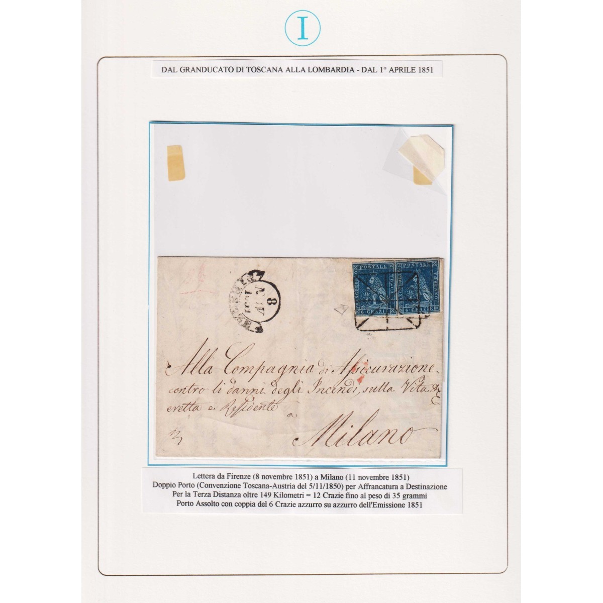 TOSCANA 1851-52 COPPIA 6 CRAZIE INDACO SU AZZURRO N.7a US. A RAGNO ... TOSCANA 1851-52 COPPIA 6 CRAZIE INDACO SU AZZURRO N.7a US. A RAGNO ...